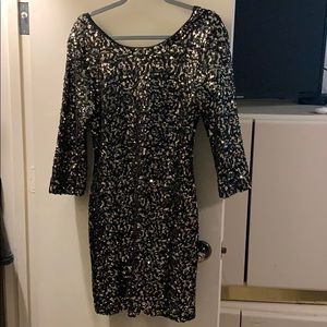 Black and Gold Sequin Dress